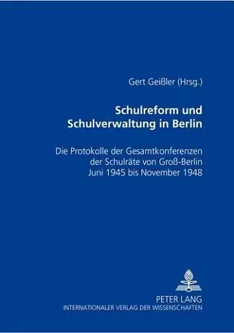 Schulreform Und Schulverwaltung in Berlin cover