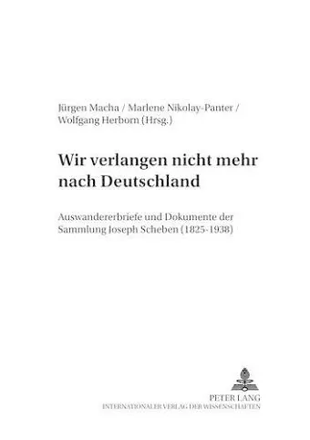 «Wir Verlangen Nicht Mehr Nach Deutschland» cover