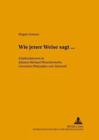 «Wie Jener Weise Sagt...» cover