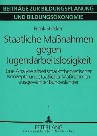 Staatliche Massnahmen Gegen Jugendarbeitslosigkeit cover