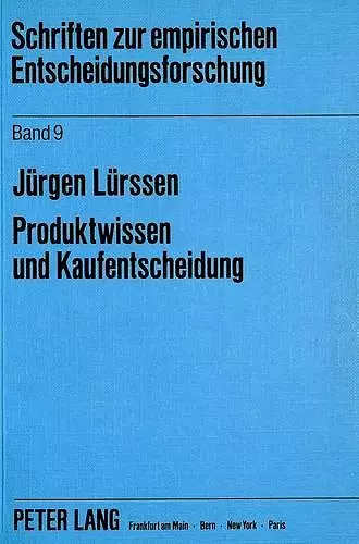 Produktwissen Und Kaufentscheidung cover