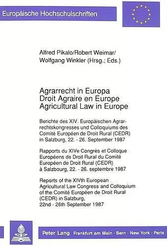 Agrarrecht in Europa / Droit Agraire En Europe / Agricultural Law in Europe cover