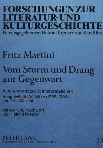 Vom Sturm Und Drang Zur Gegenwart cover