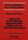 Auswahl Von Pruefungsgegenstaenden Aufgrund Von Vorinformationen cover