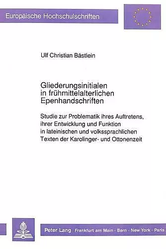 Gliederungsinitialen in Fruehmittelalterlichen Epenhandschriften cover