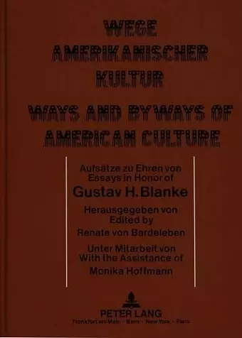 Wege Amerikanischer Kultur- Ways and Byways of American Culture cover