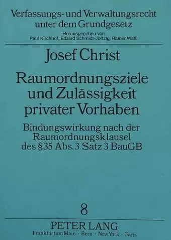 Raumordnungsziele Und Zulaessigkeit Privater Vorhaben cover