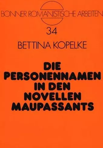 Die Personennamen in Den Novellen Maupassants cover