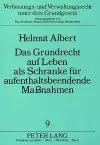 Das Grundrecht Auf Leben ALS Schranke Fuer Aufenthaltsbeendende Maßnahmen cover