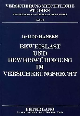 Beweislast Und Beweiswuerdigung Im Versicherungsrecht cover