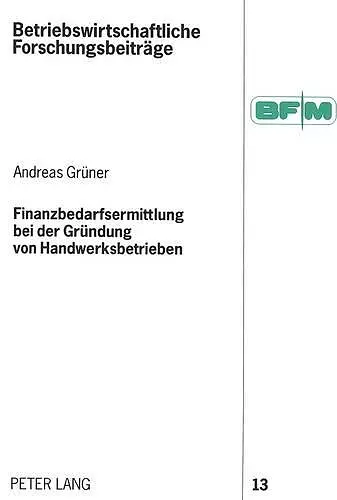 Finanzbedarfsermittlung Bei Der Gruendung Von Handwerksbetrieben cover