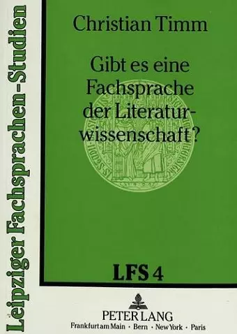 Gibt Es Eine Fachsprache Der Literaturwissenschaft? cover