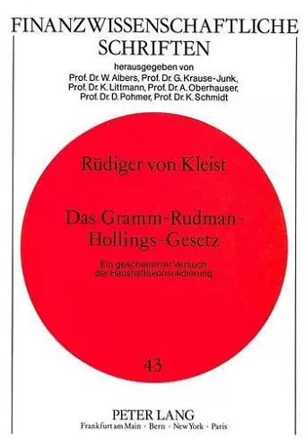 Das Gramm-Rudman-Hollings-Gesetz cover