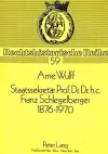Staatssekretaer Prof. Dr. Dr. H.C. Franz Schlegelberger, 1876-1970 cover