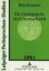 Die Fachsprache Der Literaturkritik cover