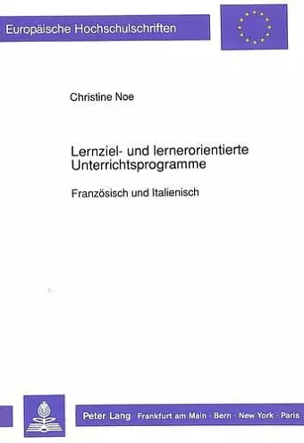 Lernziel- Und Lernerorientierte Unterrichtsprogramme cover