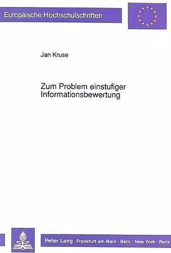 Zum Problem Einstufiger Informationsbewertung cover