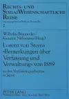 Lorenz Von Steins «Bemerkungen Ueber Verfassung Und Verwaltung» Von 1889 cover