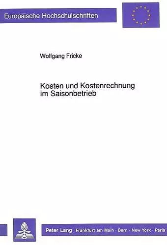 Kosten Und Kostenrechnung Im Saisonbetrieb cover