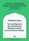 Text Und Sprache Der Hebraeischen Weisheitsschrift Aus Der Kairoer Geniza cover