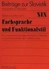 Fachsprache Und Funktionalstil cover