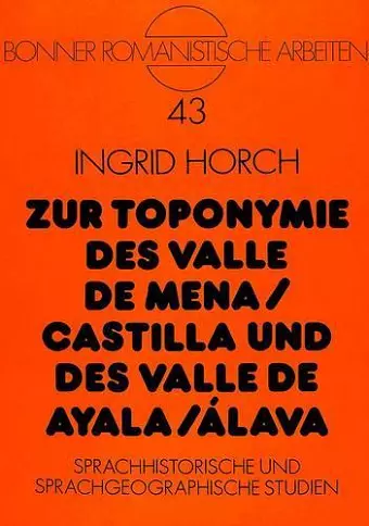 Zur Toponymie Des Valle de Mena / Castilla Und Des Valle de Ayala / Álava cover