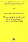 Vorvertragliche «Obligation de Renseignements» Im Franzoesischen Recht cover