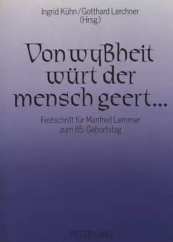 Von Wyßheit Wuert Der Mensch Geert ... cover