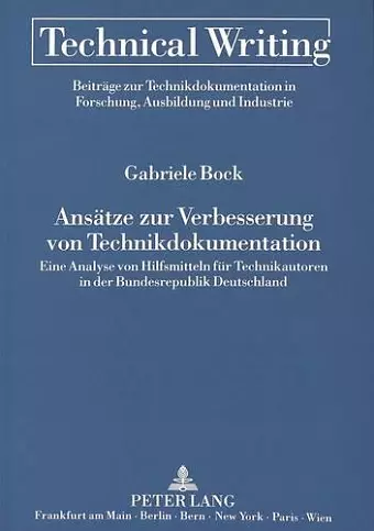 Ansaetze Zur Verbesserung Von Technikdokumentation cover