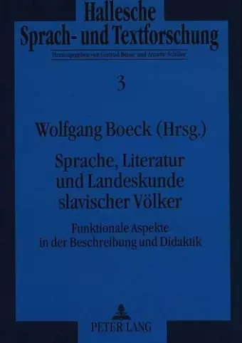 Sprache, Literatur Und Landeskunde Slavischer Voelker cover