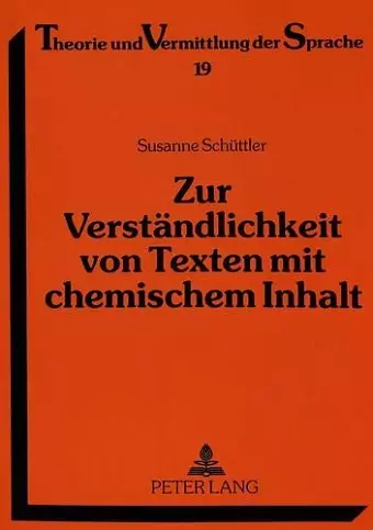 Zur Verstaendlichkeit Von Texten Mit Chemischem Inhalt cover