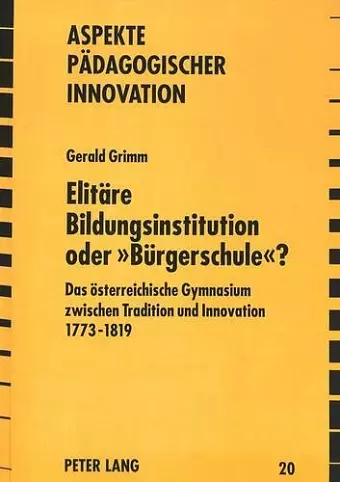 Elitaere Bildungsinstitution Oder «Buergerschule»? cover