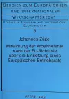 Mitwirkung Der Arbeitnehmer Nach Der Eu-Richtlinie Ueber Die Einsetzung Eines Europaeischen Betriebsrats cover