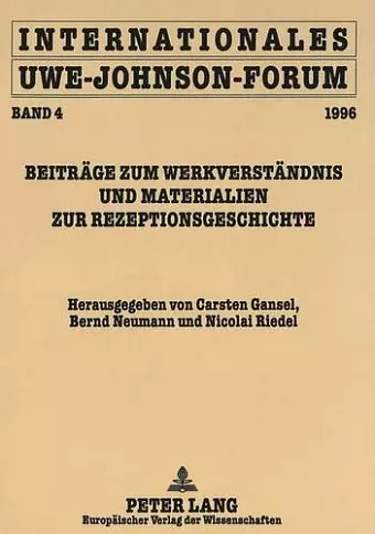 Internationales Uwe-Johnson-Forum cover