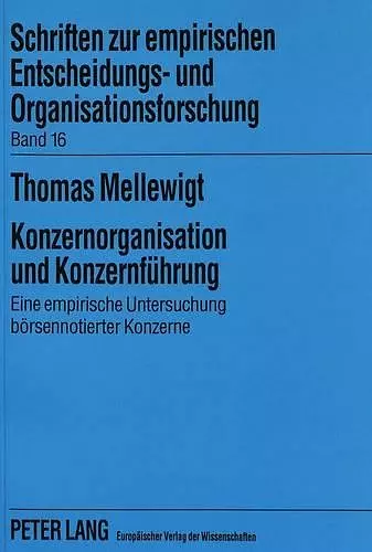 Konzernorganisation Und Konzernfuehrung cover