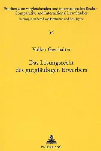 Das Loesungsrecht Des Gutglaeubigen Erwerbers cover