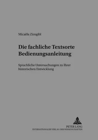 Die Fachliche Textsorte Bedienungsanleitung cover