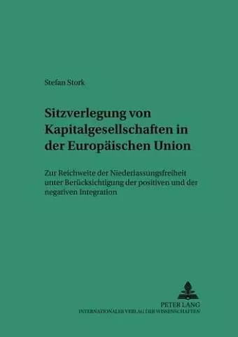 Sitzverlegung Von Kapitalgesellschaften in Der Europaeischen Union cover