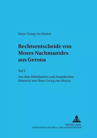 Rechtsentscheide Von Moses Nachmanides Aus Gerona cover