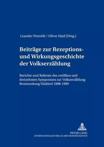 Beitraege Zur Rezeptions- Und Wirkungsgeschichte Der Volkserzaehlung cover