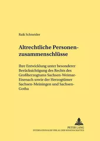 Altrechtliche Personenzusammenschluesse cover