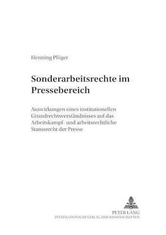 Sonderarbeitsrechte Im Pressebereich cover