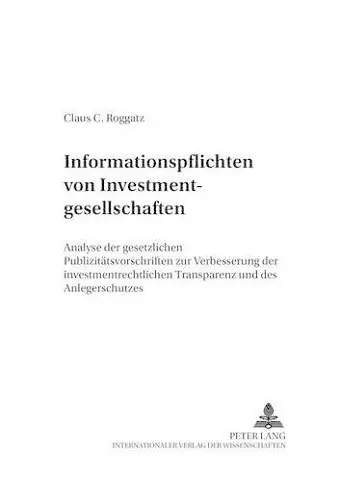 Informationspflichten Von Investmentgesellschaften cover