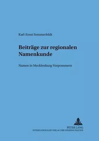 Beitraege Zur Regionalen Namenkunde cover