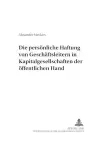 Die Persoenliche Haftung Von Geschaeftsleitern in Kapitalgesellschaften Der Oeffentlichen Hand cover