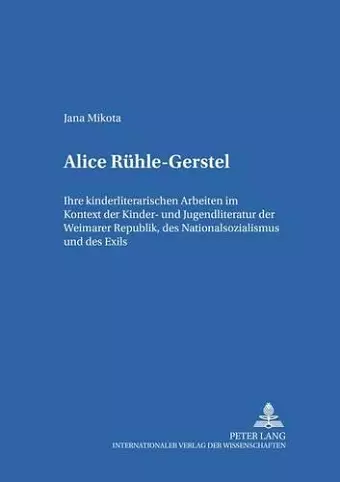 Alice Ruehle-Gerstel cover