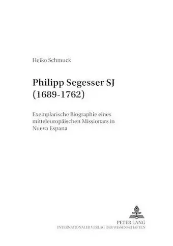 Philipp Segesser Sj (1689-1762) cover