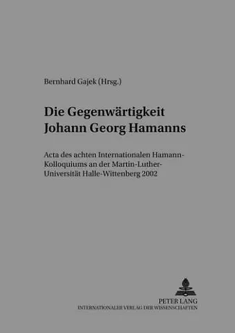 Die Gegenwaertigkeit Johann Georg Hamanns cover