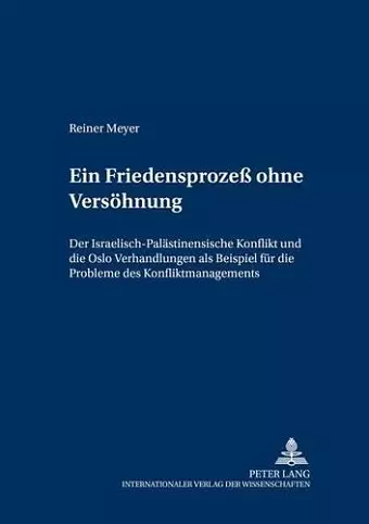 Ein Friedensprozeß Ohne Versoehnung cover