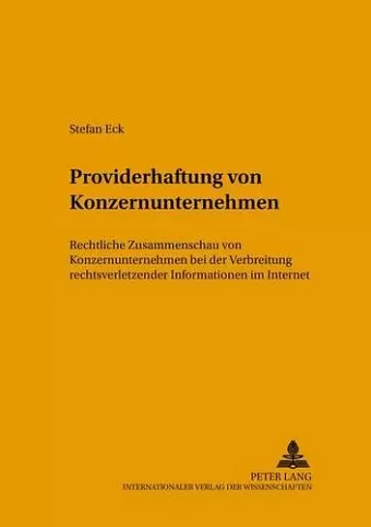 Providerhaftung Von Konzernunternehmen cover